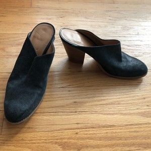 Nine West Women’s Black Suede Slip On Heels Mules Size 8.5